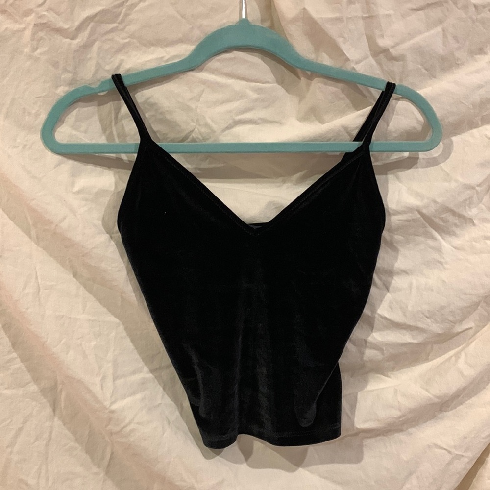 Brandy Melville black velvet v-neck cami